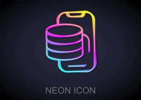 Glowing neon line Cloud technology data transfer and storage icon isolated on Illustrazione stock