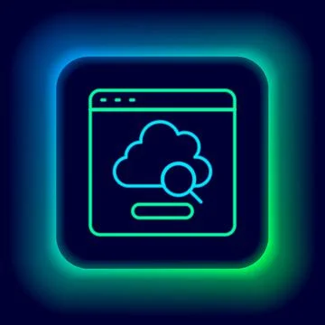 Glowing neon line Cloud technology data transfer and storage icon isolated on 스톡 일러스트