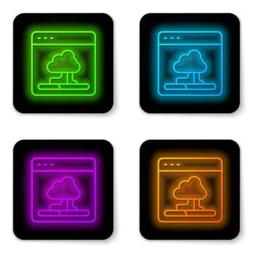 Glowing neon line Cloud technology data transfer and storage icon isolated on Illustrazione stock