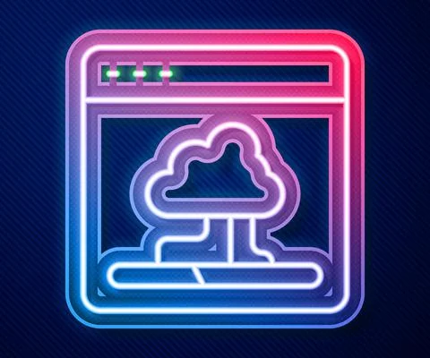 Glowing neon line Cloud technology data transfer and storage icon isolated on Illustrazione stock