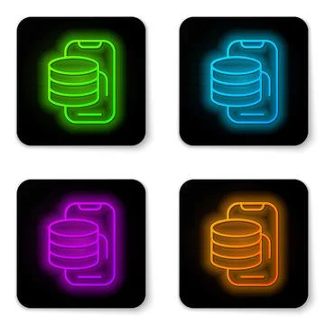 Glowing neon line Cloud technology data transfer and storage icon isolated on Illustrazione stock