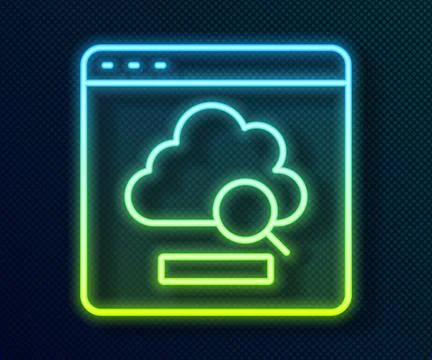 Glowing neon line Cloud technology data transfer and storage icon isolated on Illustrazione stock