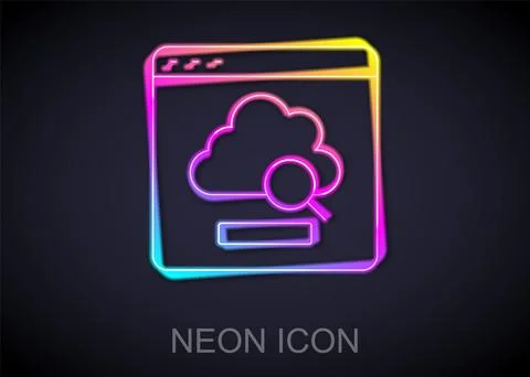 Glowing neon line Cloud technology data transfer and storage icon isolated .. Stock Illustration