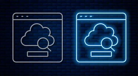 Glowing neon line Cloud technology data transfer and storage icon isolated .. Stock Illustration