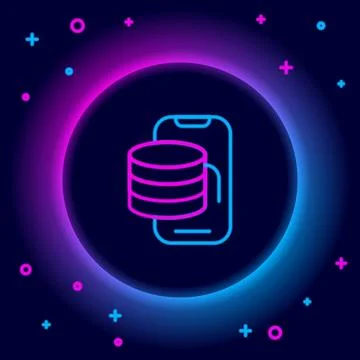 Glowing neon line Cloud technology data transfer and storage icon isolated .. 스톡 일러스트