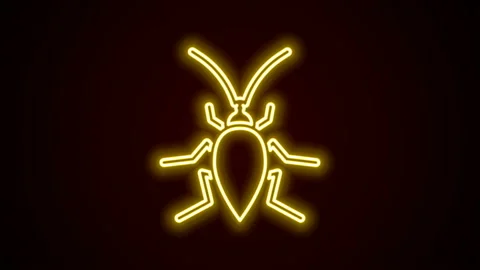 Glowing neon line Cockroach icon isolated on black background. 4K Video motion Video stock 142551732