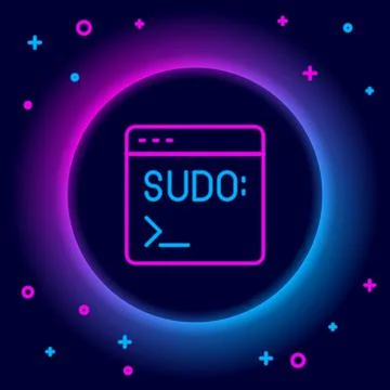 Glowing neon line Code terminal icon isolated on black background. Browser Stock Illustration