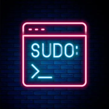 Glowing neon line Code terminal icon isolated on brick wall background. Browser Illustrazione stock