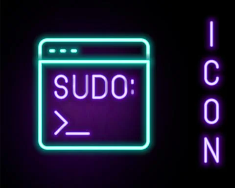 Glowing neon line Code terminal icon isolated on black background. Browser 스톡 일러스트