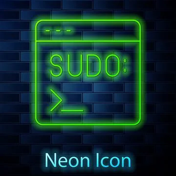 Glowing neon line Code terminal icon isolated on brick wall background. Brows Illustrazione stock