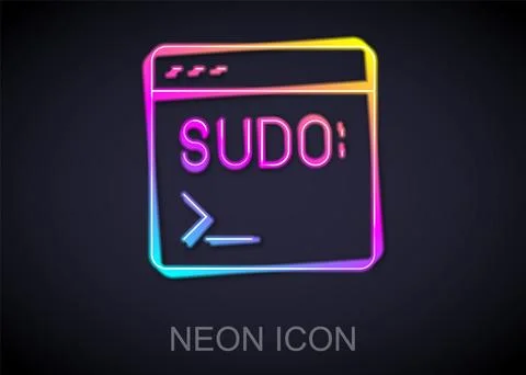 Glowing neon line Code terminal icon isolated on black background. Browser Illustrazione stock