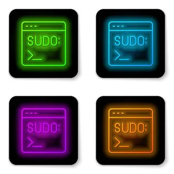 Glowing neon line Code terminal icon isolated on white background. Browser 스톡 일러스트