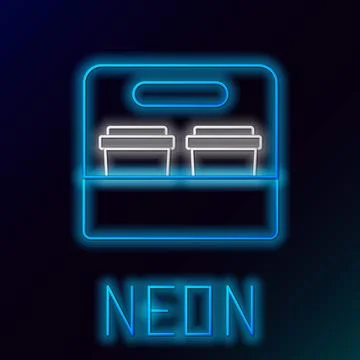 Glowing neon line Coffee cup to go icon isolated on black background. Color.. Stock Illustration