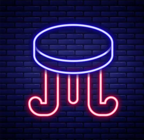 Glowing neon line Coffee table icon isolated on brick wall background. Street Stock Illustration