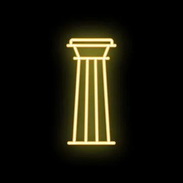 Glowing neon line column icon isolated on black background Stock Illustration