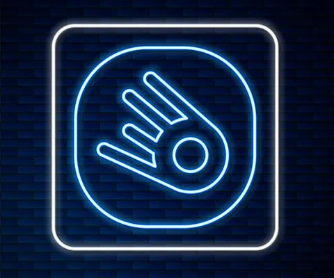 Glowing neon line Comet falling down fast icon isolated on brick wall background Stock Illustration