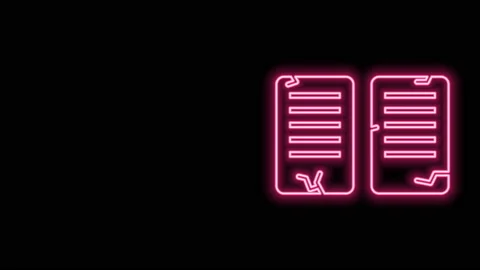 Glowing neon line The commandments icon isolated on black background. Gods law Video stock 141139512