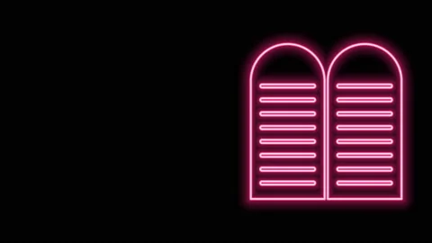 Glowing neon line The commandments icon isolated on black background. Gods law Video stock 145438861