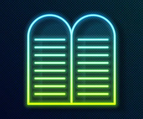 Glowing neon line The commandments icon isolated on black background. Gods law Illustrazione stock