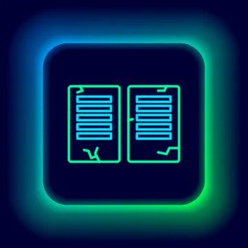 Glowing neon line The commandments icon isolated on black background. Gods law Stock Illustration