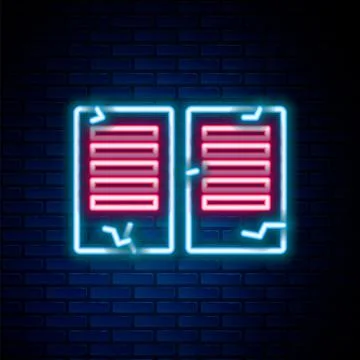 Glowing neon line The commandments icon isolated on brick wall background. Go Stock Illustration