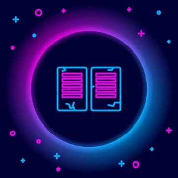 Glowing neon line The commandments icon isolated on black background. Gods .. Stock Illustration