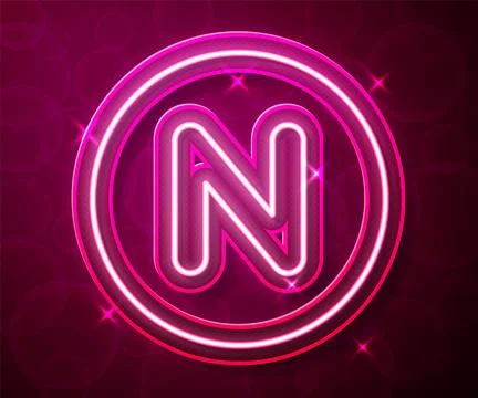 Glowing neon line Compass north icon isolated on red background. Windrose nav Stock Illustration
