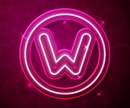 Glowing neon line Compass north icon isolated on red background. Windrose Stock Illustration