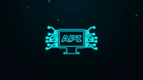 Glowing neon line Computer api interface icon isolated on black background Stock Footage 139467322