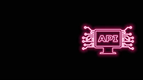 Glowing neon line Computer api interface icon isolated on black background Stock Footage 140822956