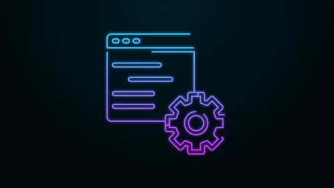 Glowing neon line Computer api interface icon isolated on black background Stock Footage 143126897