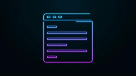 Glowing neon line Computer api interface icon isolated on black background Stock Footage 143126989