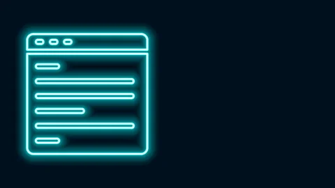 Glowing neon line Computer api interface icon isolated on black background Stock Footage 143228507
