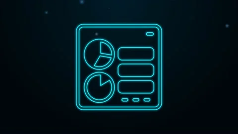Glowing neon line Computer api interface icon isolated on black background Stock Footage 159348771