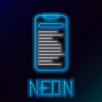 Glowing neon line Computer api interface icon isolated on black background 스톡 일러스트