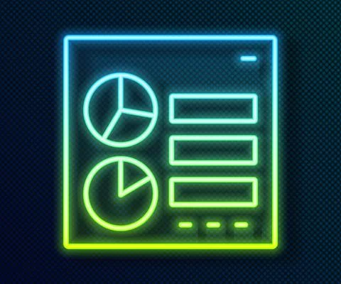Glowing neon line Computer api interface icon isolated on black background Stock Illustration