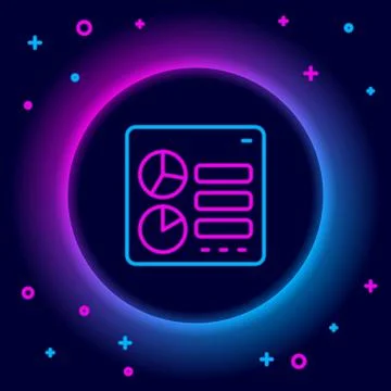 Glowing neon line Computer api interface icon isolated on black background 库存插图
