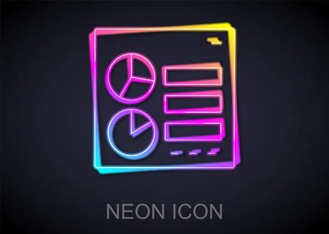 Glowing neon line Computer api interface icon isolated on black background Stock Illustration