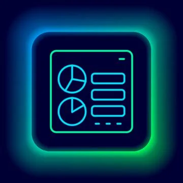 Glowing neon line Computer api interface icon isolated on black background Stock Illustration