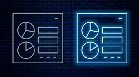 Glowing neon line Computer api interface icon isolated on brick wall backgrou 스톡 일러스트