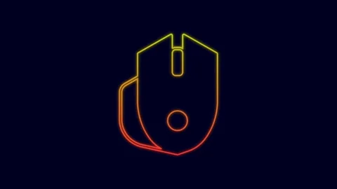 Glowing neon line Computer mouse gaming icon isolated on blue background Stock Footage 227242733
