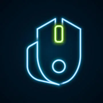 Glowing neon line Computer mouse gaming icon isolated on black background Stock Illustration