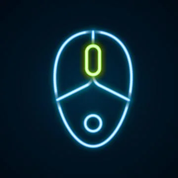 Glowing neon line Computer mouse gaming icon isolated on black background. .. Stock Illustration