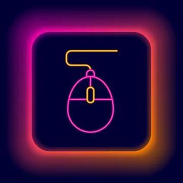 Glowing neon line Computer mouse gaming icon isolated on black background. .. Stock Illustration
