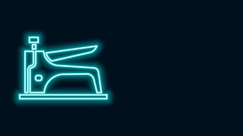 Glowing neon line Construction stapler icon isolated on black background Stock Footage 141830955