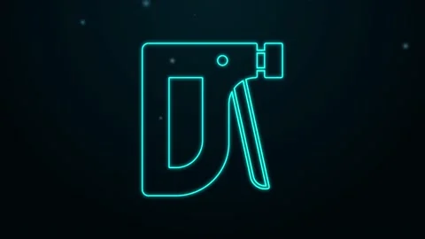 Glowing neon line Construction stapler icon isolated on black background Stock Footage 155474588