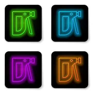 Glowing neon line Construction stapler icon isolated on white background Stock Illustration