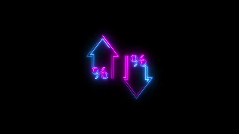 Glowing neon line cost and reduction concept. down arrow with start up arro.. Stock Footage 293484641