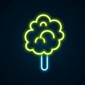 Glowing neon line Cotton candy icon isolated on black background. Colorful .. Stock Illustration