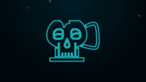 Glowing neon line Cup from the skull icon isolated on black background. 4K Video Stock Footage 139602252